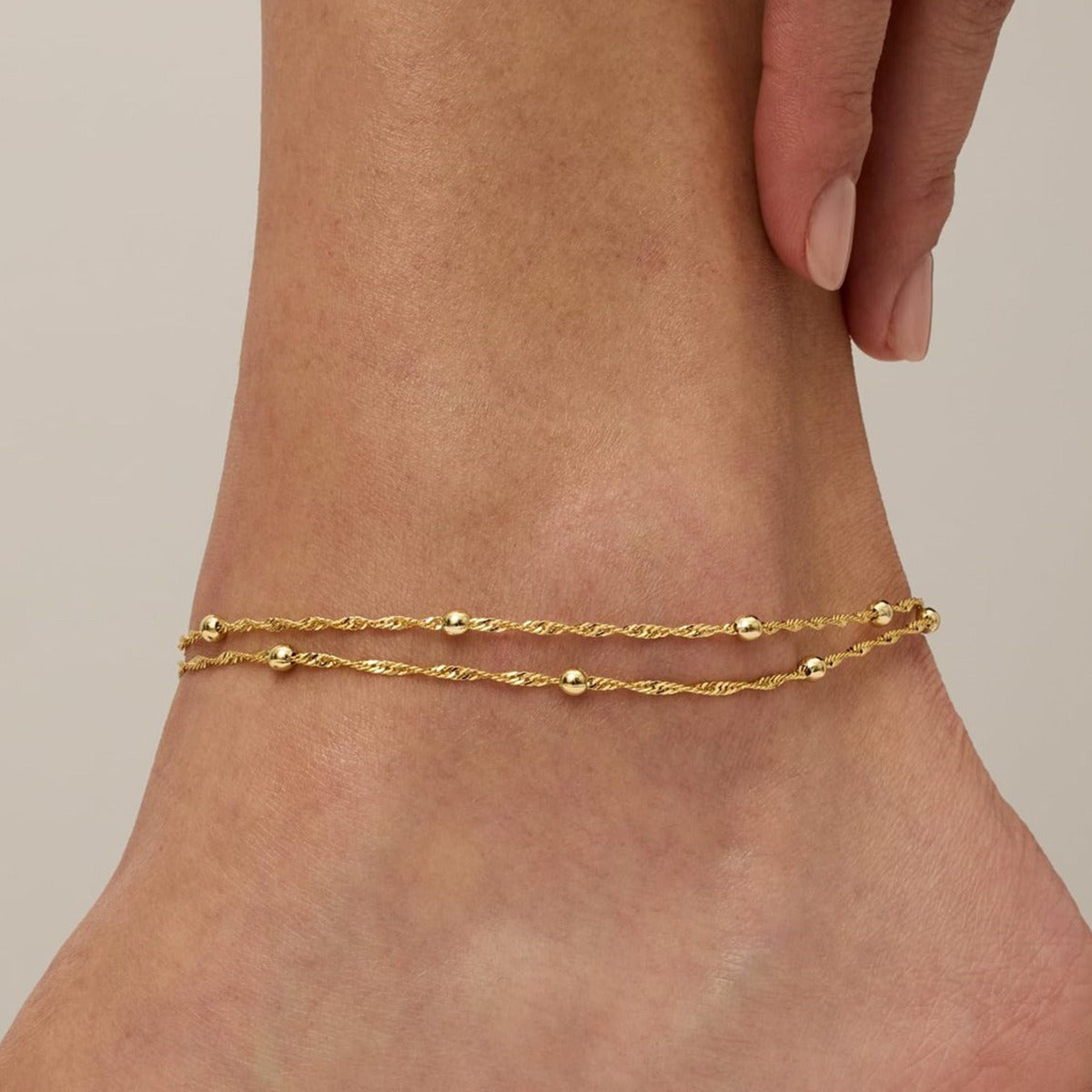Elena | Tobillera Con Doble Perla